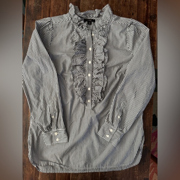 J.Crew Ruffle-front classic-fit boy shirt in stripe - Picture 3 of 7